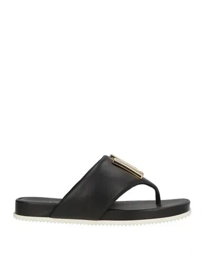 Loriblu Woman Thong Sandal Black Size 6 Leather
