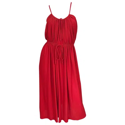 Pre-owned Loris Azzaro 1970s  Crimson Red Silk Jersey Grecian Inspired Vintage 70s Dress
