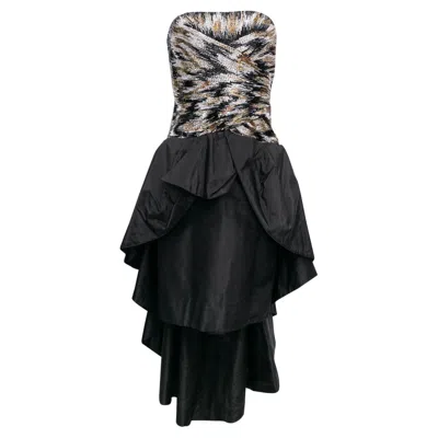 Pre-owned Loris Azzaro Azzaro Bustier Embroidered Taffeta Dress In Black