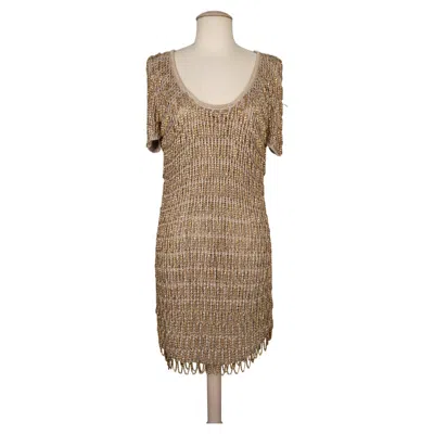 Pre-owned Loris Azzaro Azzaro Golden Mesh Dress In Brown