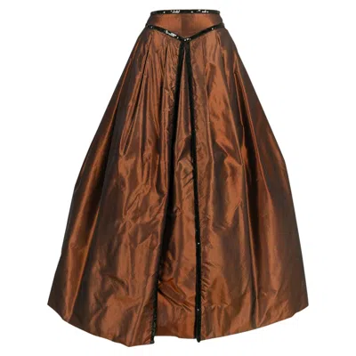 Pre-owned Loris Azzaro Azzaro Taffeta Skirt In Brown