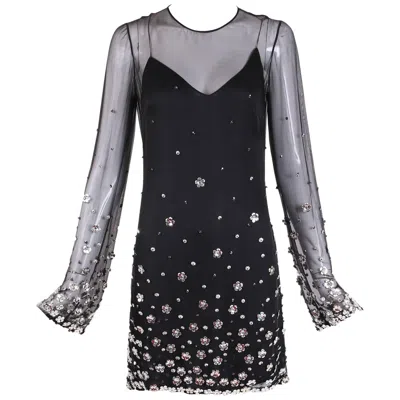 Pre-owned Loris Azzaro Black Silk Chiffon Mini Dress