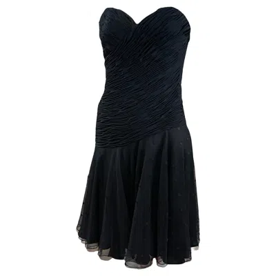 Pre-owned Loris Azzaro Black Strapless Party Dress With Red Underskirt, 1980s