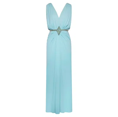 Pre-owned Loris Azzaro Blue Draped Silk Crepe Gown, Circa 1970
