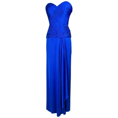 Pre-owned Loris Azzaro Electric Blue Lycra Jersey Evening Dress By  Couture Circa 1980