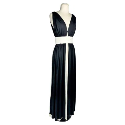 Pre-owned Loris Azzaro Evening Gown By  In Black And White Silk Jersey - Paris Circa 1980