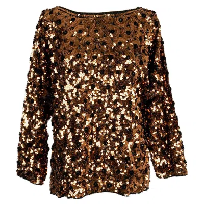 Pre-owned Loris Azzaro Long Sleeve Top In Black Silk, Embroidered With Sequins And Beads