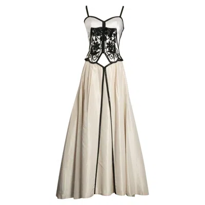 Pre-owned Loris Azzaro Taffeta Bustier And Skirt Set In Sand