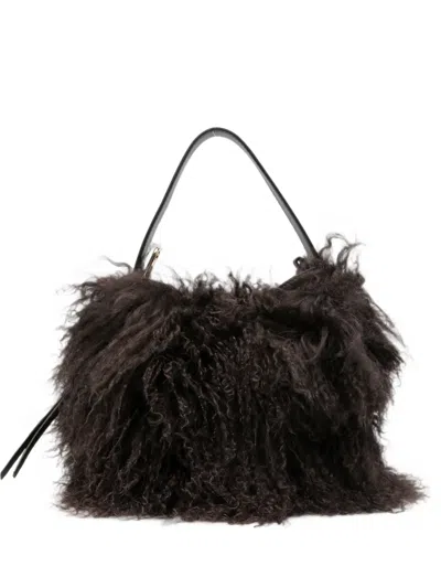 Loristella Emma Faux-shearling Shoulder Bag In Purple