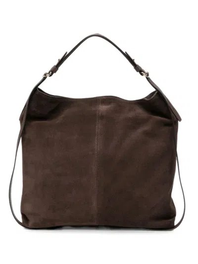 Loristella Giorgia Chocolate Brown Suede Shoulder Bag
