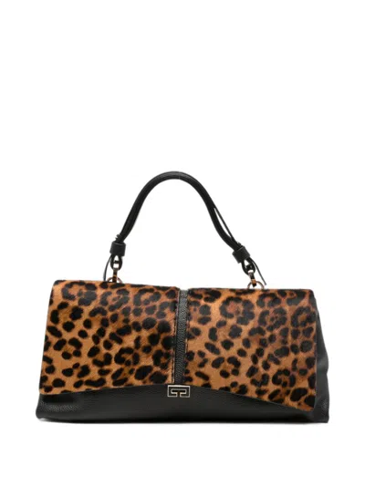 Loristella Kendal Black And Leopard Print Leather Handbag