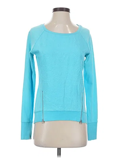 Pre-owned Lorna Jane Active Long Sleeve Top Teal Boatneck Tops In Blue