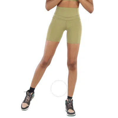 Lorna Jane Ladies Olive Stomach Support Bike Shorts With Zip Phone Pocket In Green