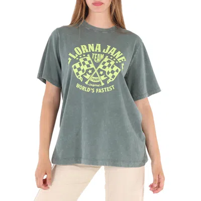 Lorna Jane Ladies Washed Military Speedway Oversized Cotton T-shirt In Green
