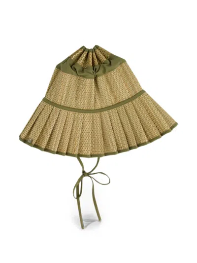 Lorna Murray Capri Pleated Grass-fibre Sun Hat In Brown