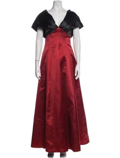 Pre-owned Lorna Murray Colorblock Pattern Long Dress In Red