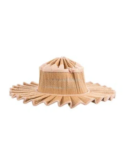 Pre-owned Lorna Murray Neutral Raffia Bucket Hat In Neutrals