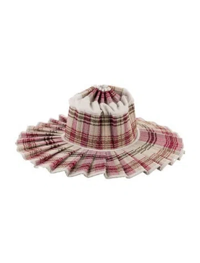 Pre-owned Lorna Murray Pleated Basket-woven Baja Hat In Pink