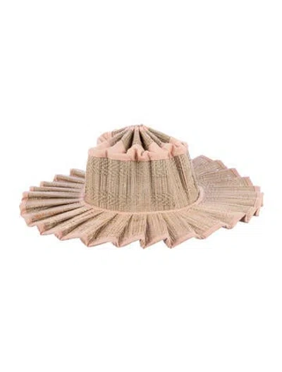 Pre-owned Lorna Murray Pleated Bucket Hat In Neutral