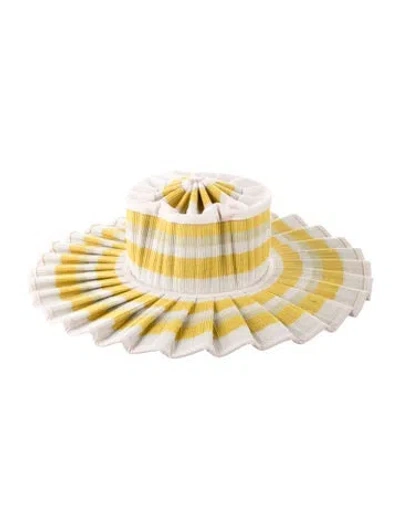 Pre-owned Lorna Murray Pleated Bucket Hat In Yellow