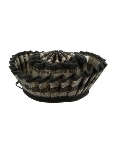 Pre-owned Lorna Murray Pleated Raffia Sun Hat W/tags In Black
