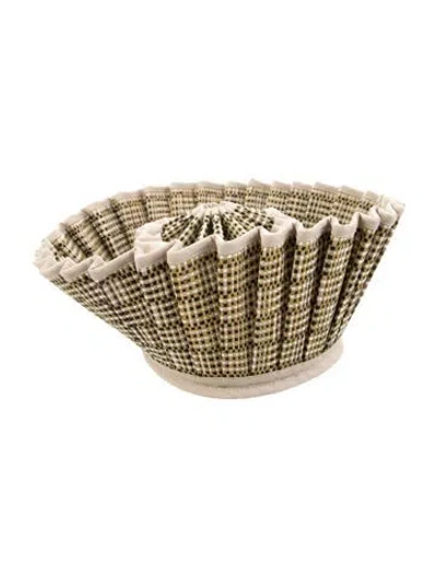 Pre-owned Lorna Murray Pleated Raffia Sun Hat W/tags In Neutral