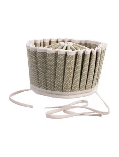 Pre-owned Lorna Murray Pleated Striped Wide Brim Sun Hat In Neutrals