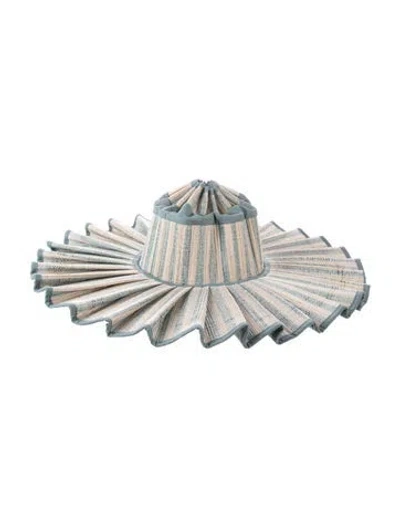 Pre-owned Lorna Murray Pleated Sun Hat In Blue/neutrals