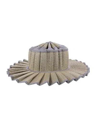Pre-owned Lorna Murray Pleated Sun Hat W/tags In Neutral