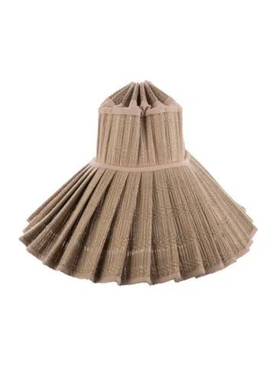 Pre-owned Lorna Murray Pleated Wide Brim Sun Hat In Neutrals