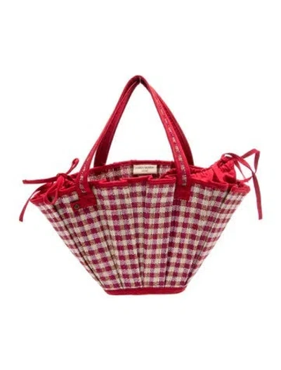 Pre-owned Lorna Murray Straw Bucket Bag In Red