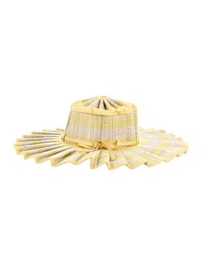 Pre-owned Lorna Murray Straw Bucket Hat W/tags In Yellow