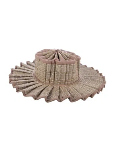 Pre-owned Lorna Murray Straw Patterned Sun Hat In Neutrals