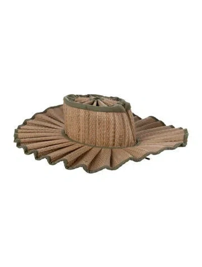 Pre-owned Lorna Murray Straw Pleated Bucket Hat In Neutrals