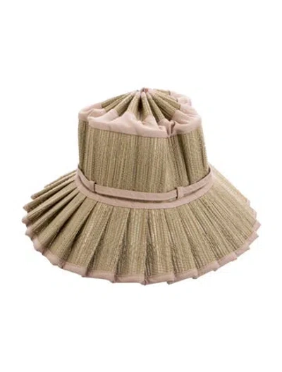 Pre-owned Lorna Murray Straw Wide Brimmed Hat In Neutrals/pink