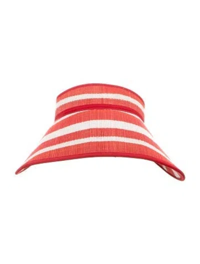 Pre-owned Lorna Murray Striped Sun Visor W/ Tags In Red