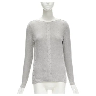 Pre-owned Loro Piana 100% Baby Cashmere Grey Braid Knit Bateau Neck Sweater It38 Xs In Gray
