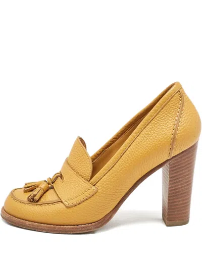 Pre-owned Loro Piana 100mm Block-heel Tassel-detail Pumps