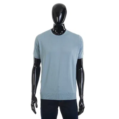 Pre-owned Loro Piana 1025$ Short Sleeve Crewneck T-shirt - Wish Wool, Knit, Cerulean Blue