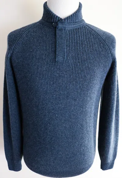 Pre-owned Loro Piana $1960  Blue Treccia Mezzocollo 100% Baby Cashmere Sweater 62 Euro 4xl