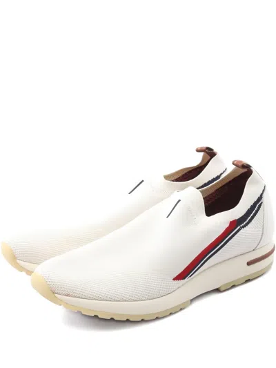 Pre-owned Loro Piana 2000s Flexy Walk Striped Sneakers In White