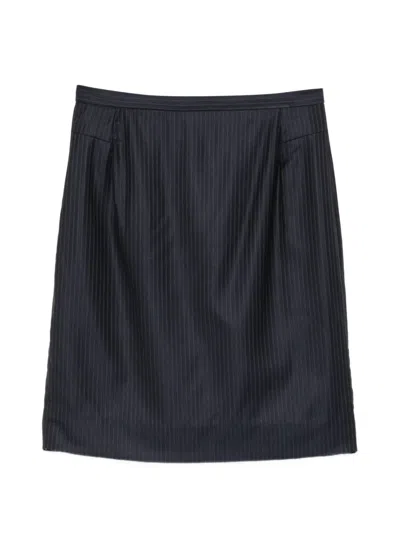 Pre-owned Loro Piana 2000s Pinstripe Skirt In Blue
