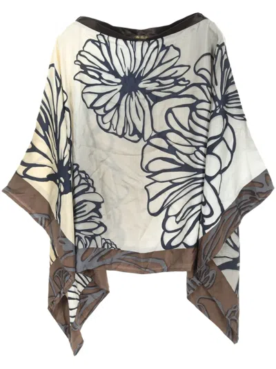 Pre-owned Loro Piana 2000s Silk Poncho In White