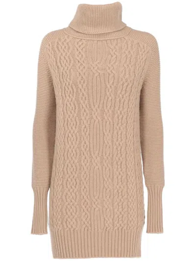 Pre-owned Loro Piana 2010s Cable Knit Dress In Neutrals