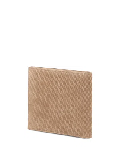 Pre-owned Loro Piana 2013-2026 Textured Calfskin Extra Compact Wallet Small Wallets In Brown