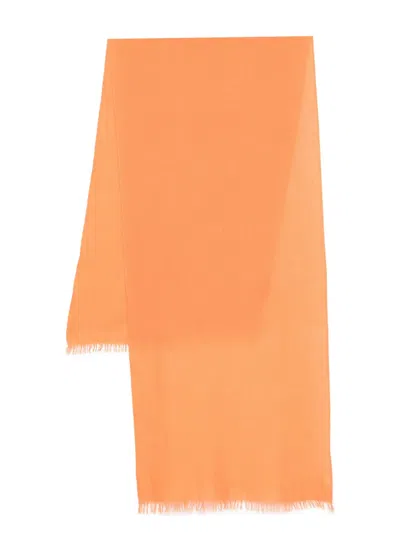 Pre-owned Loro Piana 2020s Frayed Scarf In Orange