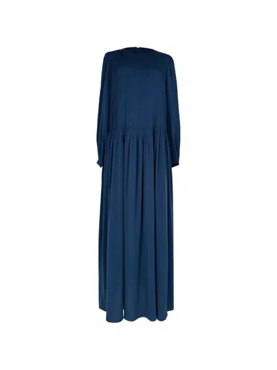 Pre-owned Loro Piana 2020s Pleated Maxi Dress In Blue