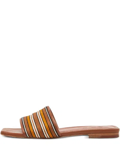 Pre-owned Loro Piana 2024 Striped-canvas Slides
