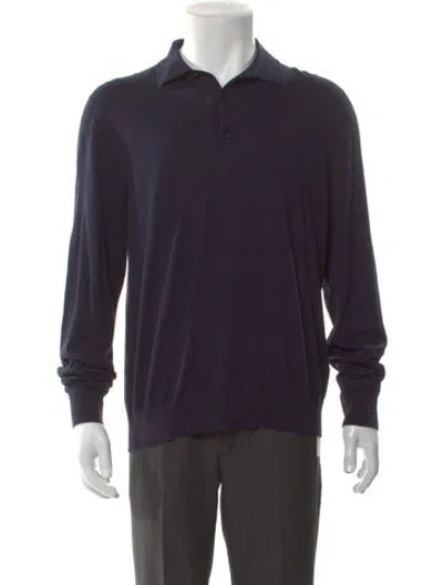 Pre-owned Loro Piana 2025-2026 Ice Wish Polo Sweater In Blue