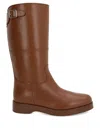 Loro Piana Lupo Leather Knee-high Boots In Brown